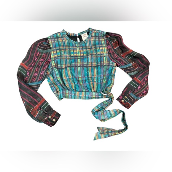 Roopa Pemmaraju for Anthropologie Shimmer Cotton and Silk Plaid Top Size Small - Picture 4 of 11